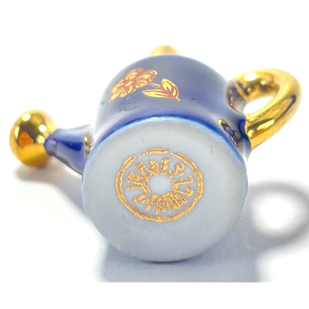 Limoges France Miniature Porcelain Set Blue Gold Telephone Gramophone Lot - Picture 9 of 9